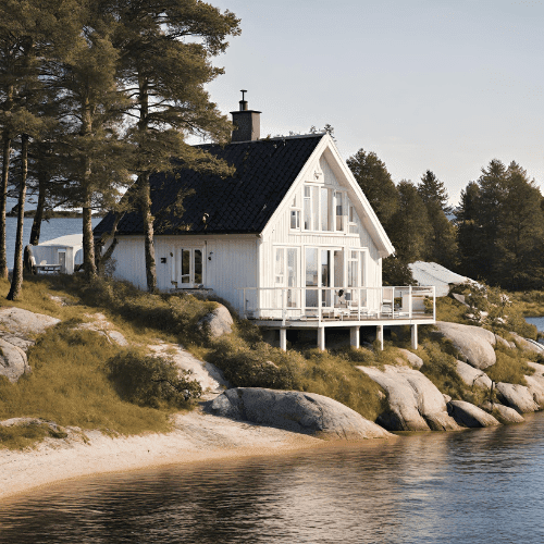Elegant seaside customer holiday home serviced by Småland Holiday Home Care, located in Oskarshamn, showcasing our commitment to maintaining pristine vacation properties.