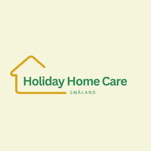 Logo of Småland Holiday Home Care featuring a stylized house outline with the company name, signifying professional property management and caretaking services in Småland.